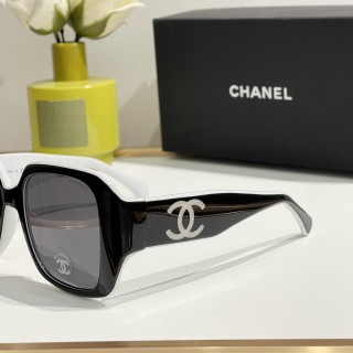Chanel 6069 Square Sunglasses White/Gold view 8