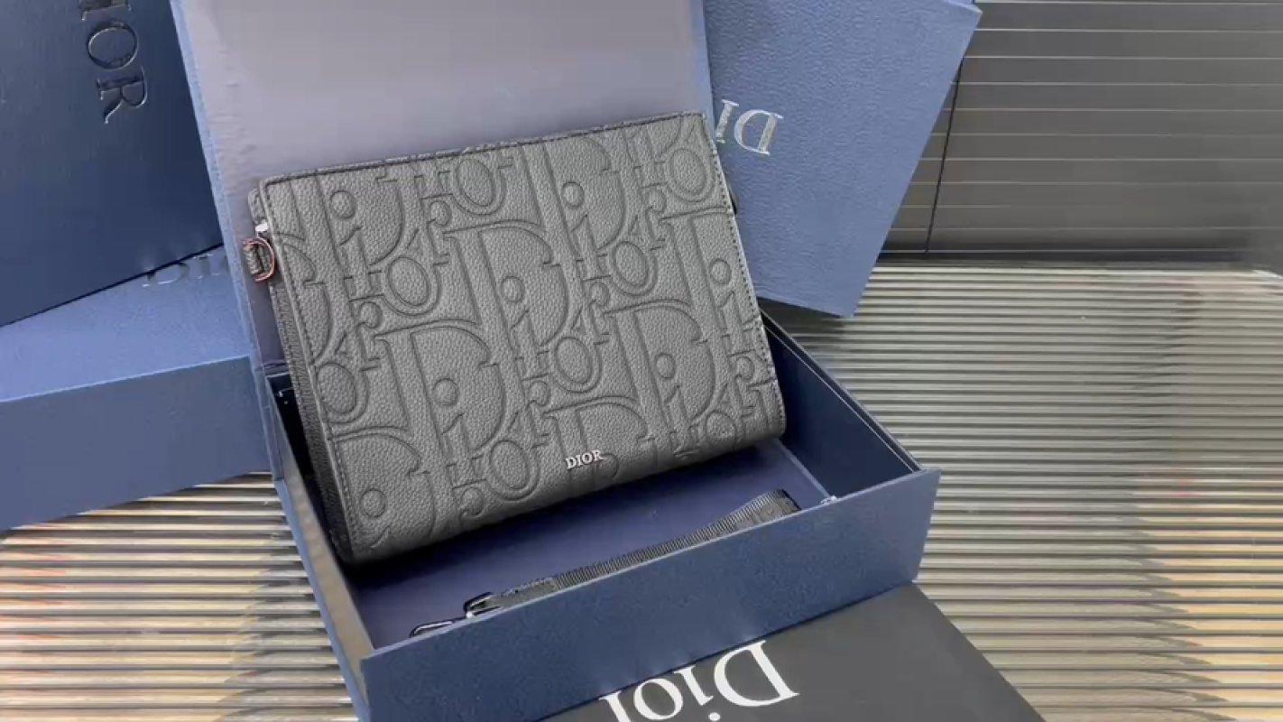 Dior Monogram Compact Wallet Grey