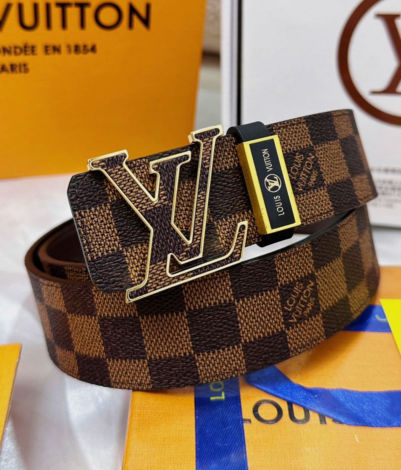 Louis Vuitton Damier Ebene Monogram LV Buckle Belt Brown