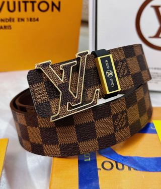 Louis Vuitton Damier Ebene Monogram LV Buckle Belt Brown