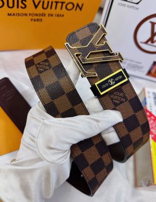 Louis Vuitton Damier Ebene Monogram LV Buckle Belt Brown view 3