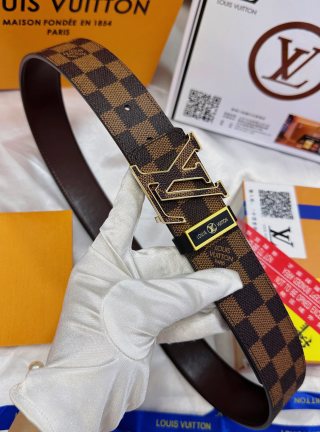 Louis Vuitton Damier Ebene Monogram LV Buckle Belt Brown view 4