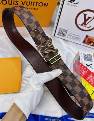 Louis Vuitton Damier Ebene Monogram LV Buckle Belt Brown view 5