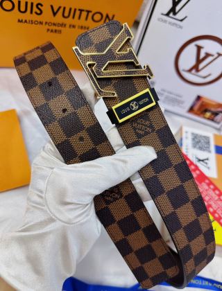 Louis Vuitton Damier Ebene Monogram LV Buckle Belt Brown view 6