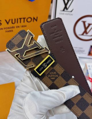 Louis Vuitton Damier Ebene Monogram LV Buckle Belt Brown view 7