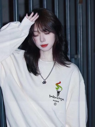 Balenciaga Torch Logo Cream Hoodie
