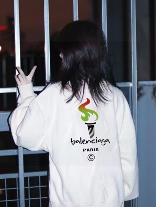 Balenciaga Torch Logo Cream Hoodie view 2