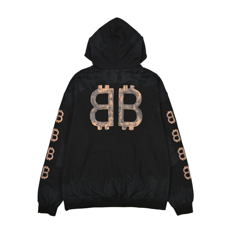 Black Hoodie with Gold Logo Print view