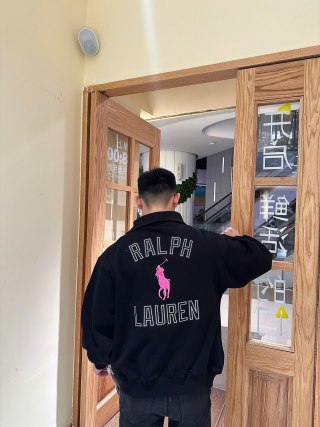 Ralph Lauren Black Hoodie with Pink Pony Logo view 2
