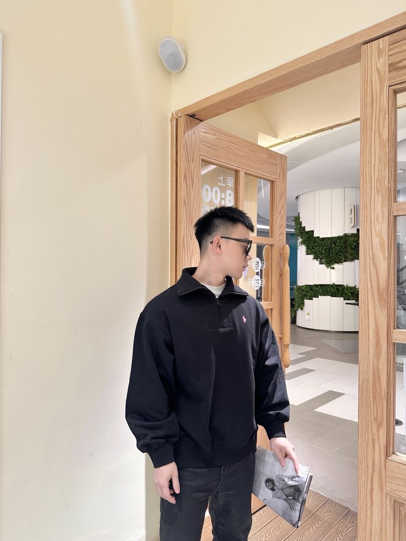 Ralph Lauren Black Hoodie with Pink Pony Logo