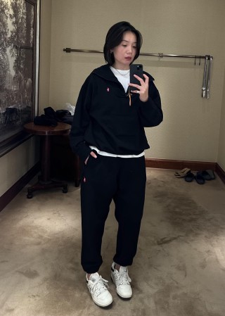 Ralph Lauren Black Hoodie with Pink Pony Logo view 9