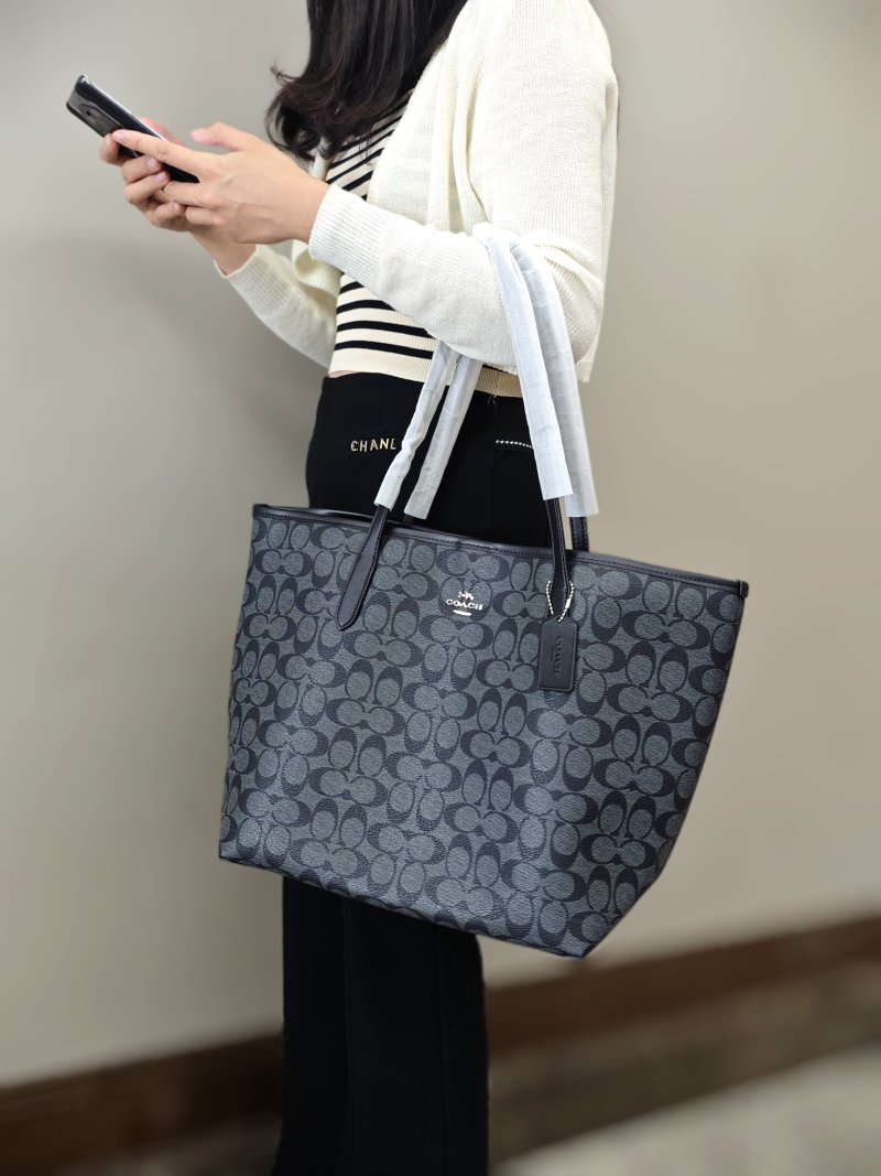 Coach City Tote Bag Charcoal Monogram