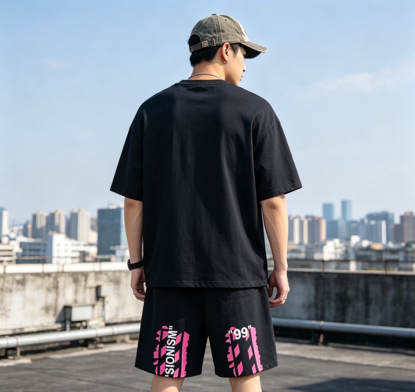 Navy Blue Embroidered Logo Drawstring Shorts view