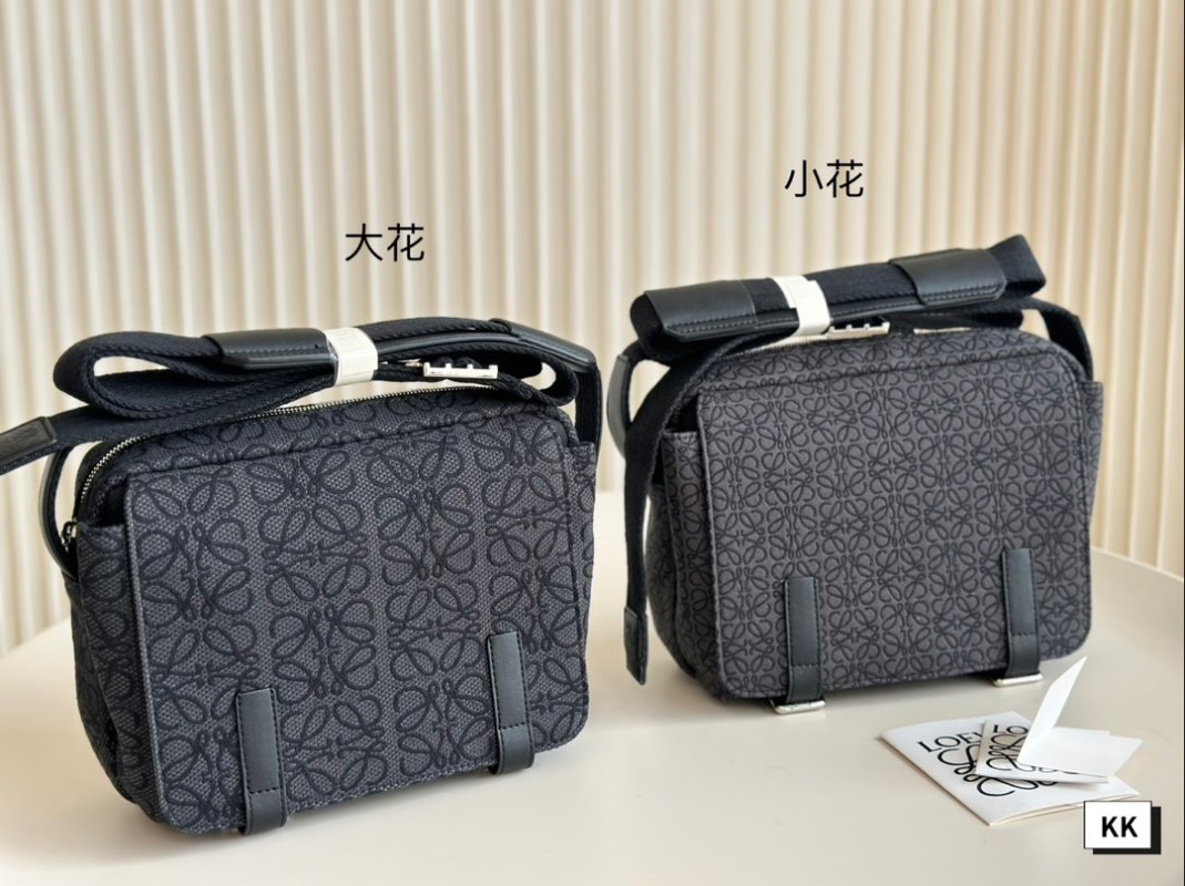 Loewe Napa Leather Messenger Bag Black with Embroidered Strap view