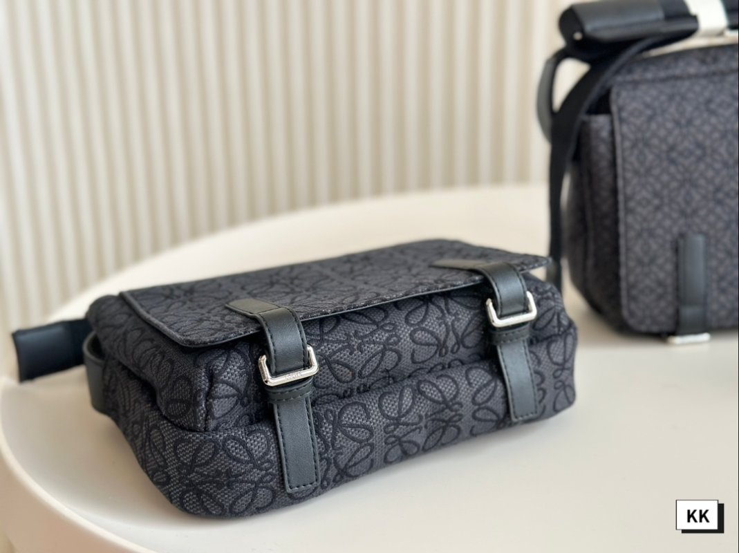 Loewe Napa Leather Messenger Bag Black with Embroidered Strap view