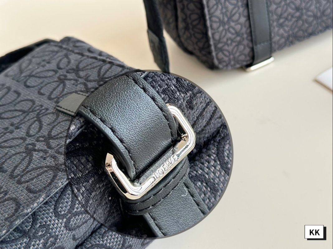 Loewe Napa Leather Messenger Bag Black with Embroidered Strap view