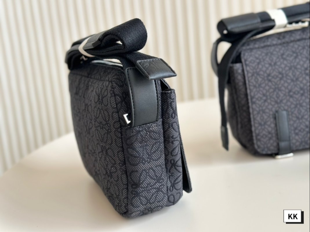 Loewe Napa Leather Messenger Bag Black with Embroidered Strap view