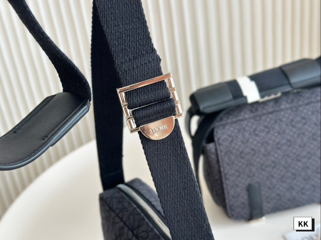 Loewe Napa Leather Messenger Bag Black with Embroidered Strap view