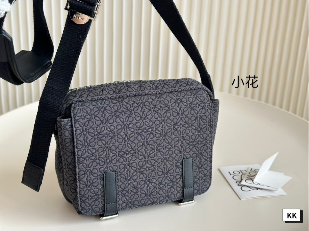 Loewe Napa Leather Messenger Bag Black with Embroidered Strap view