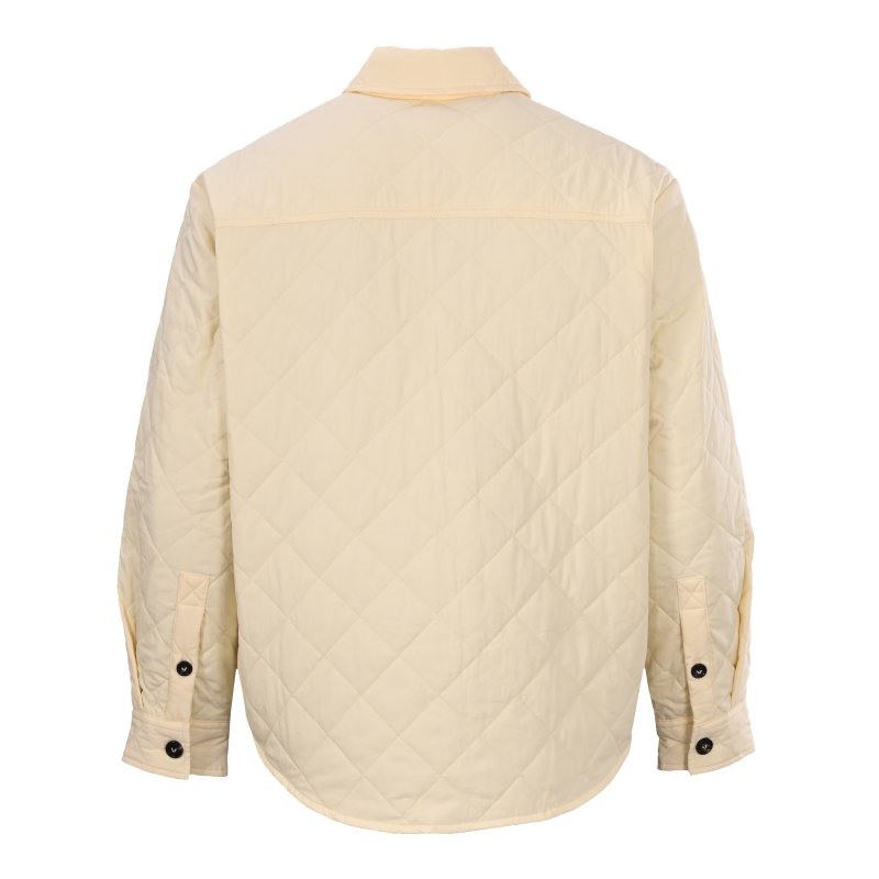 Cream Quilted Button Overshirt Jacket view