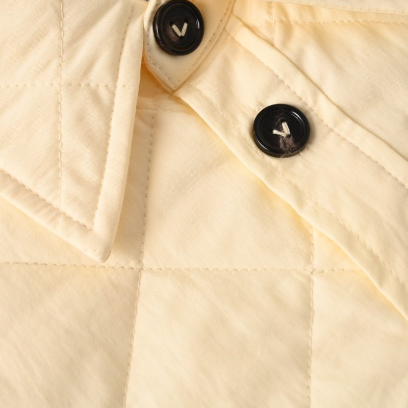 Cream Quilted Button Overshirt Jacket view