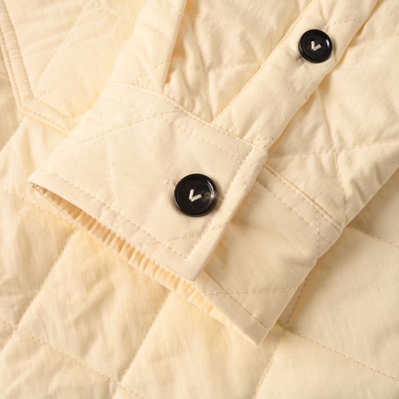 Cream Quilted Button Overshirt Jacket view