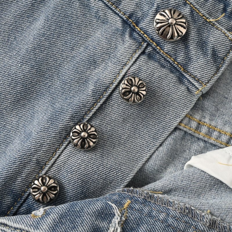 Light Wash Denim Shorts with Cross Embroidery view