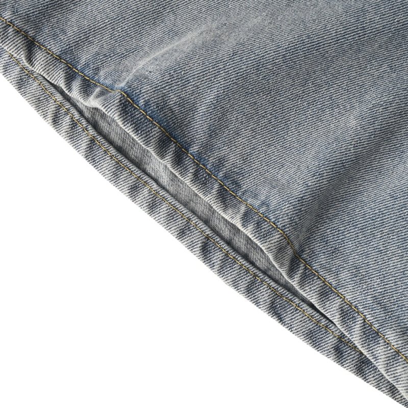 Light Wash Denim Shorts with Cross Embroidery view