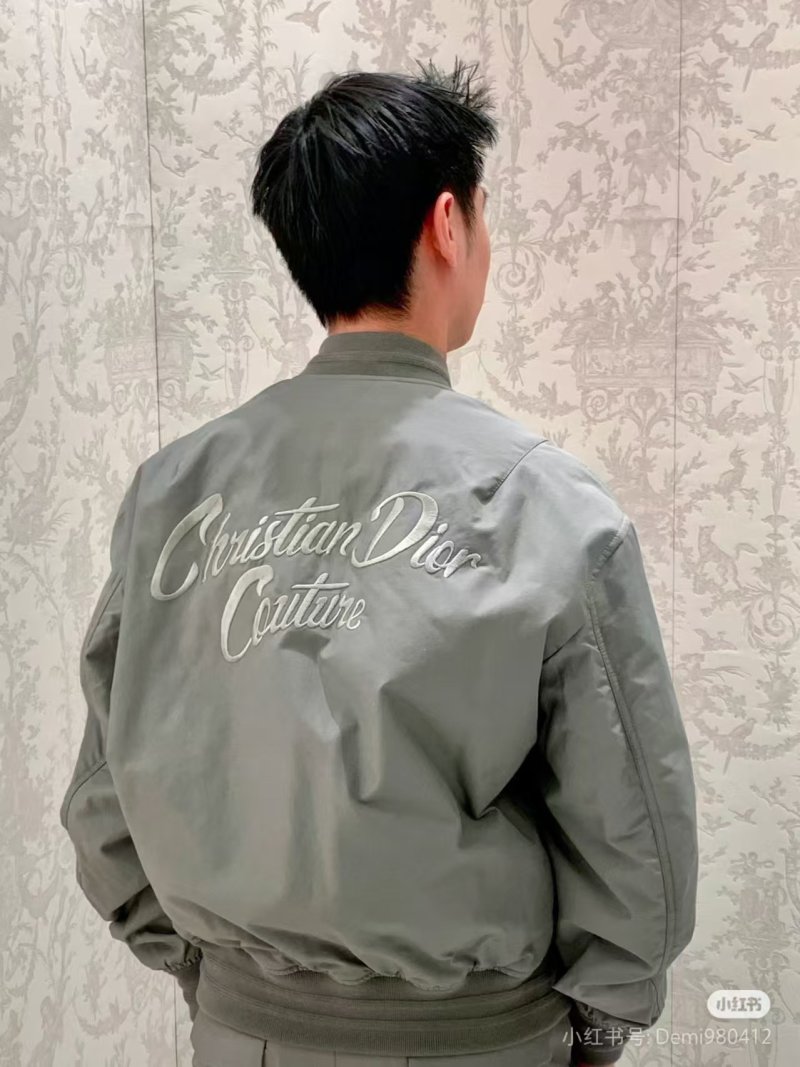 Grey Zip-Up Bomber Jacket with Chest Logo view