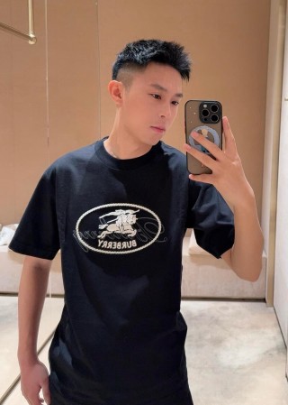 Burberry Black Logo Print Short Sleeve T-Shirt view 6