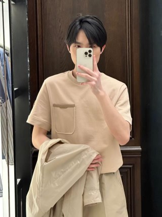 Beige Oversized Short Sleeve T-Shirt with Chest Pocket view 9