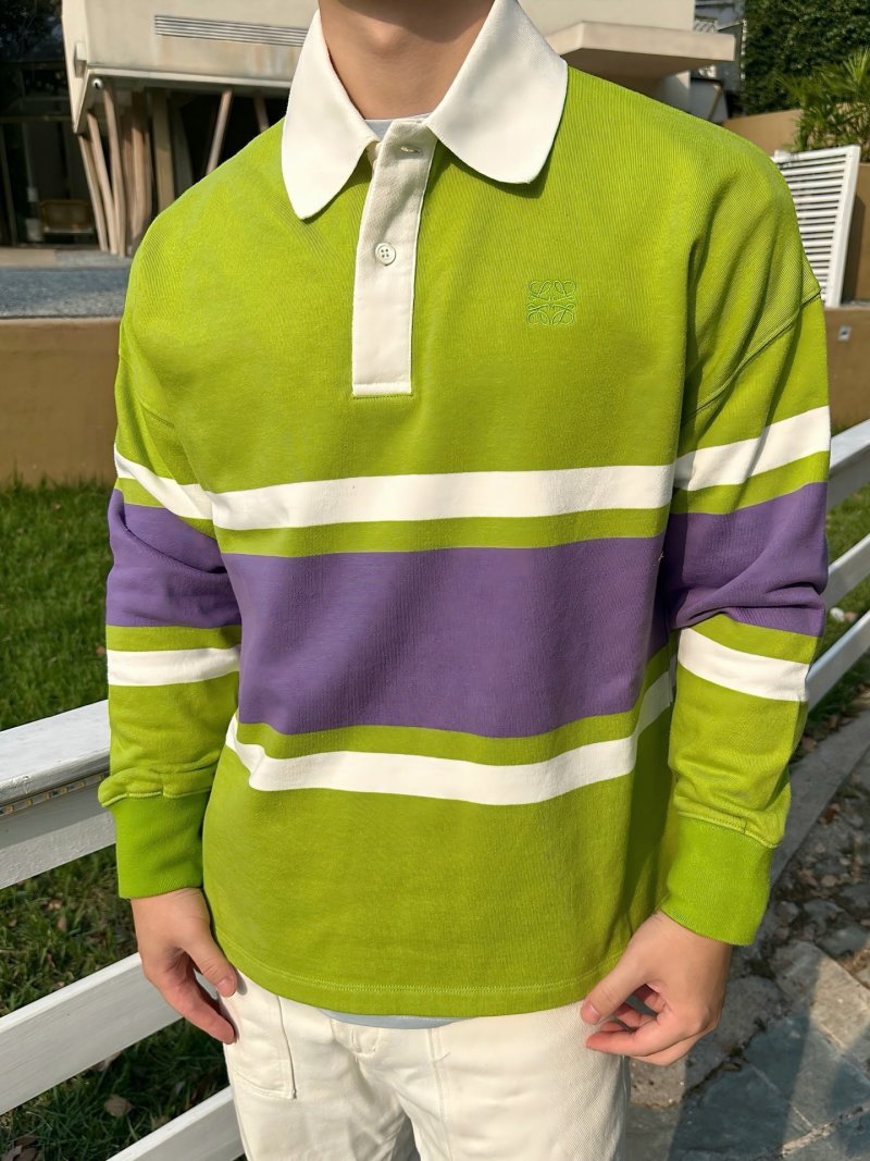 Neon Lime & Purple Colour-Block Polo Shirt view
