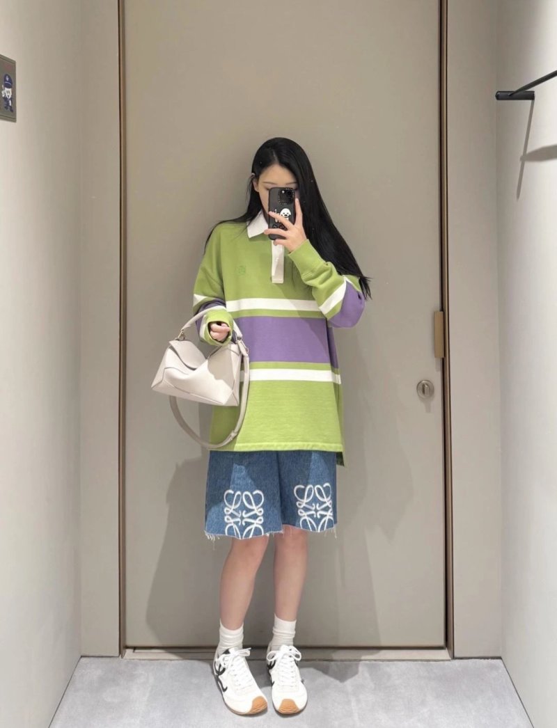 Neon Lime & Purple Colour-Block Polo Shirt view