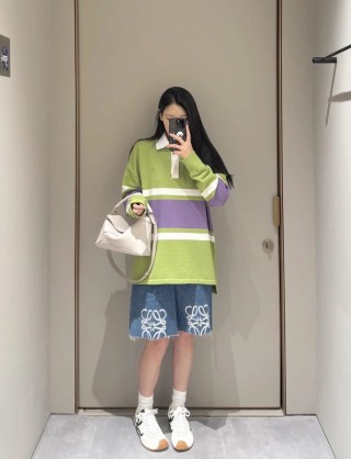 Neon Lime & Purple Colour-Block Polo Shirt view 8