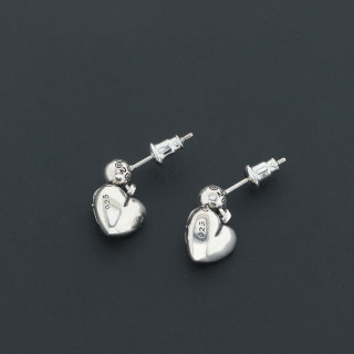 Chrome Hearts Eternal Love Heart Vine Stud Earrings Silver