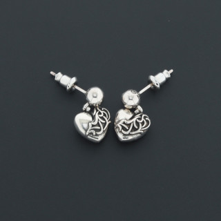 Chrome Hearts Eternal Love Heart Vine Stud Earrings Silver view 3