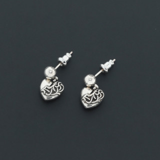 Chrome Hearts Eternal Love Heart Vine Stud Earrings Silver view 4