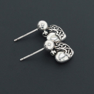 Chrome Hearts Eternal Love Heart Vine Stud Earrings Silver view 6