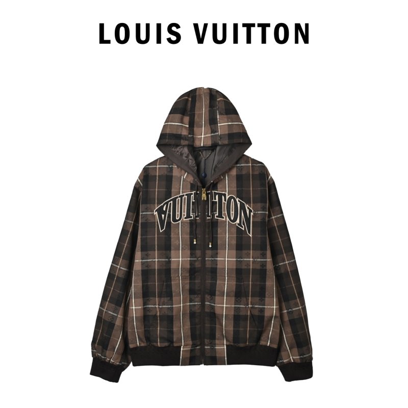 Louis Vuitton Brown Plaid Zip Hoodie Jacket view