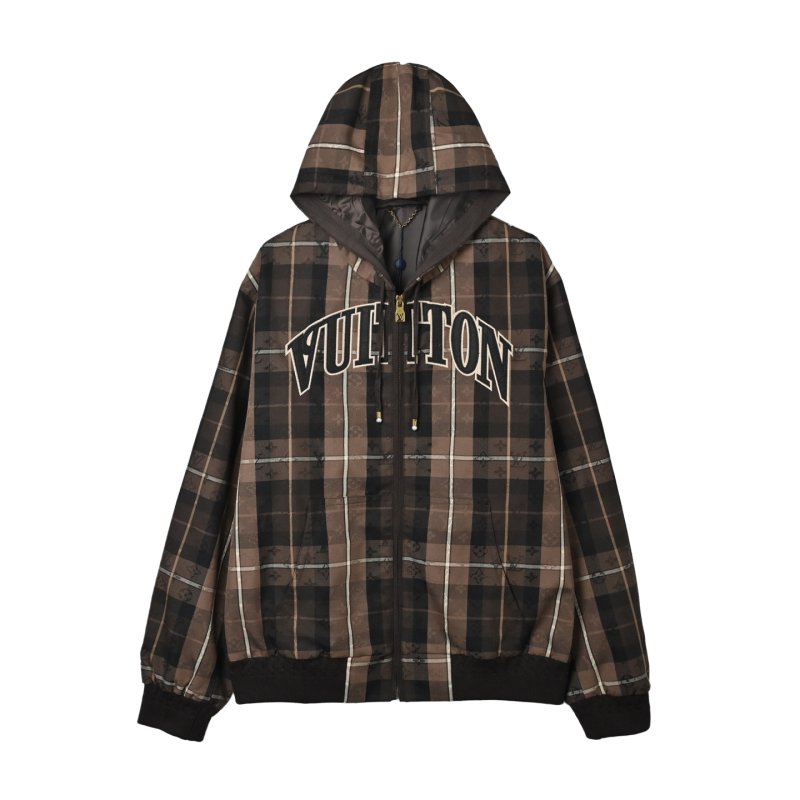 Louis Vuitton Brown Plaid Zip Hoodie Jacket view