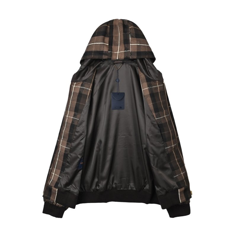 Louis Vuitton Brown Plaid Zip Hoodie Jacket view