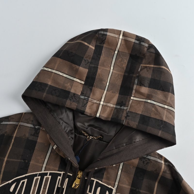 Louis Vuitton Brown Plaid Zip Hoodie Jacket view