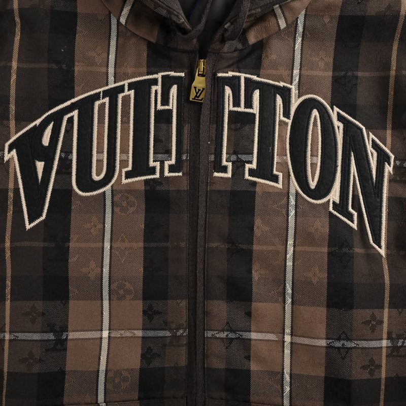 Louis Vuitton Brown Plaid Zip Hoodie Jacket view