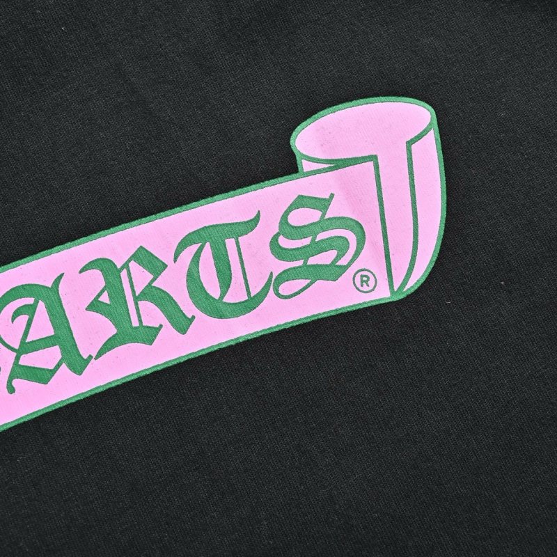 Black Short Sleeve T-Shirt with Purple Embroidered Pocket Graphic view