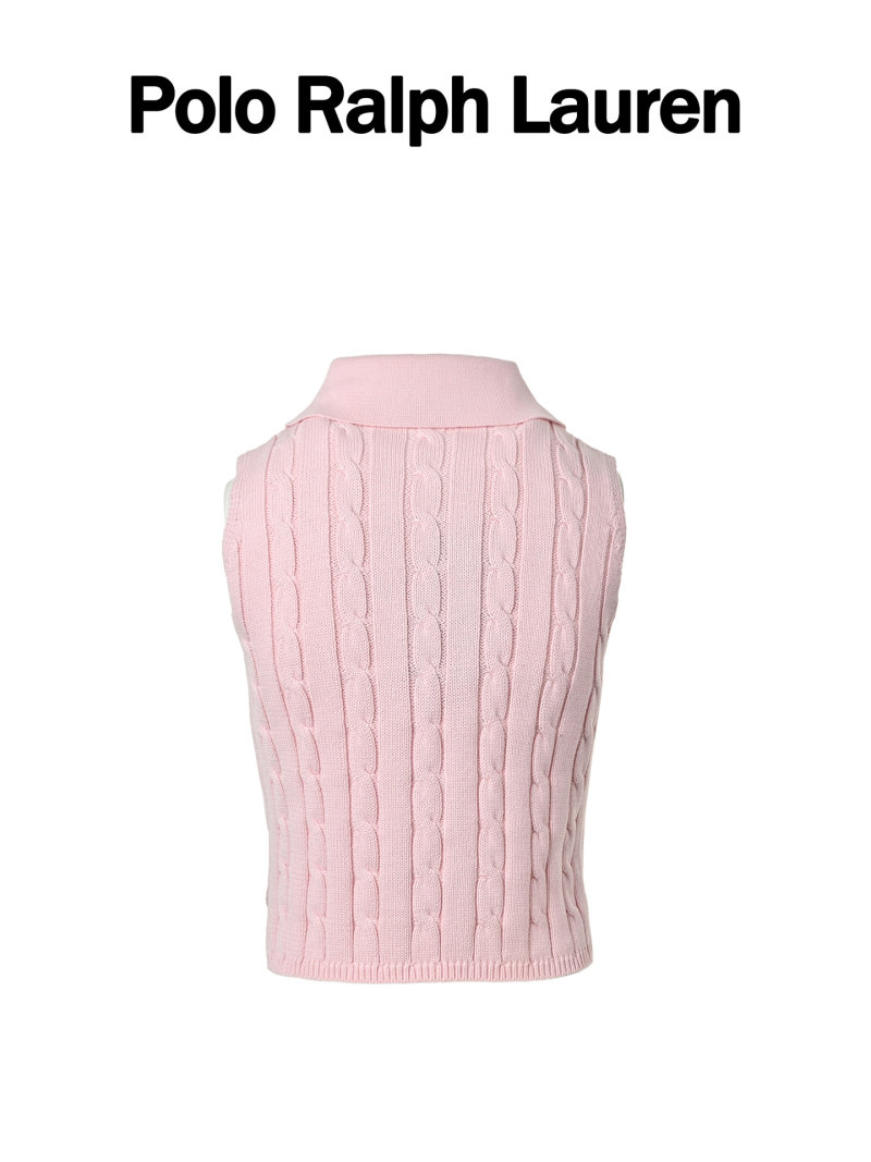 Pink Cable Knit Sleeveless Vest view