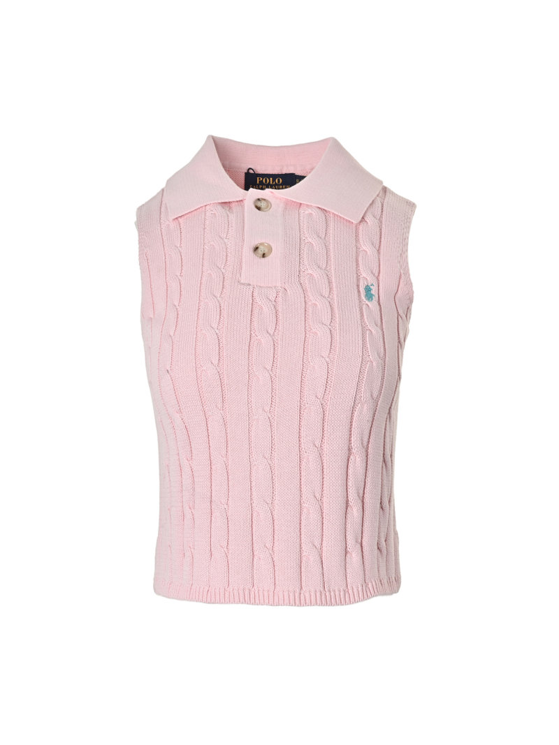 Pink Cable Knit Sleeveless Vest view