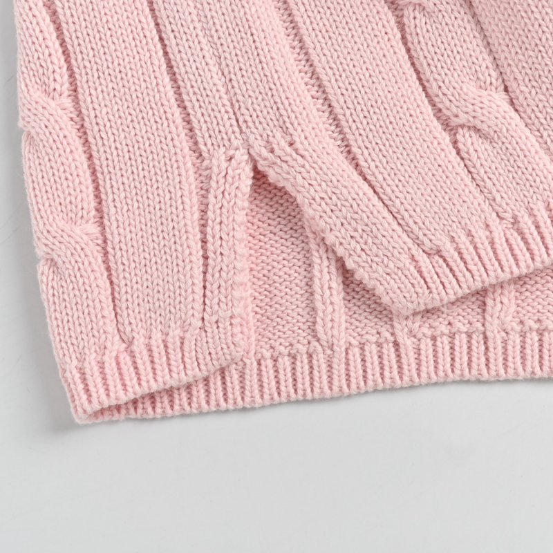 Pink Cable Knit Sleeveless Vest view