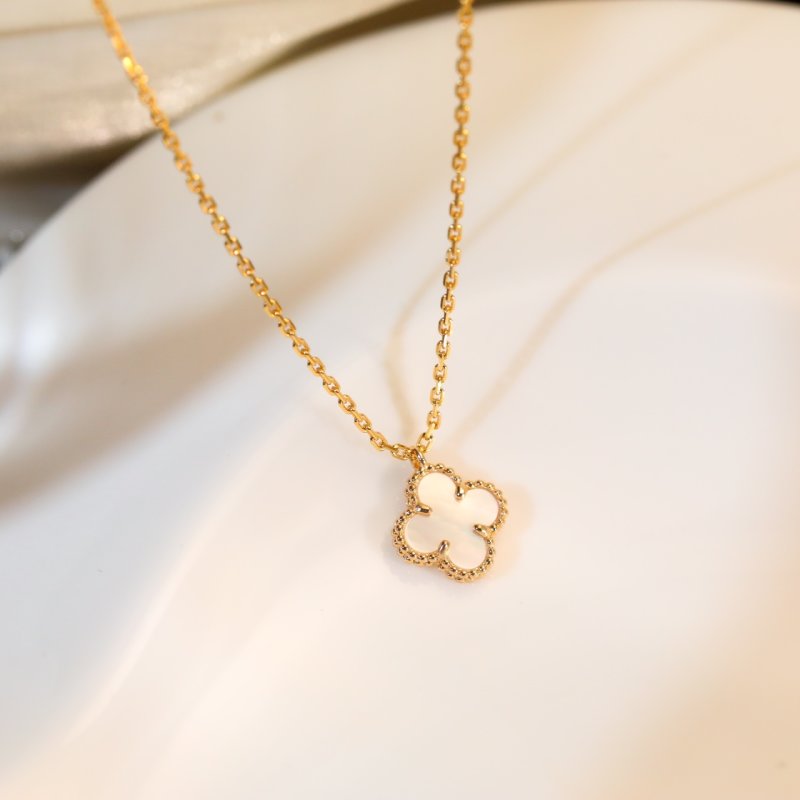 Van Cleef & Arpels Mini Four Leaf Clover Gold Necklace