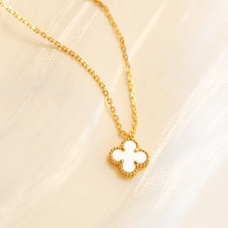 Van Cleef & Arpels Mini Four Leaf Clover Gold Necklace view 3