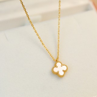 Van Cleef & Arpels Mini Four Leaf Clover Gold Necklace view 4